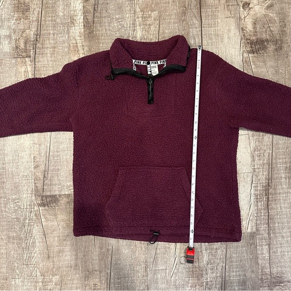 Victoria Secret Pink Cozy Sherpa Pullover Quarter Zip Purple Plum - Picture 8 of 14